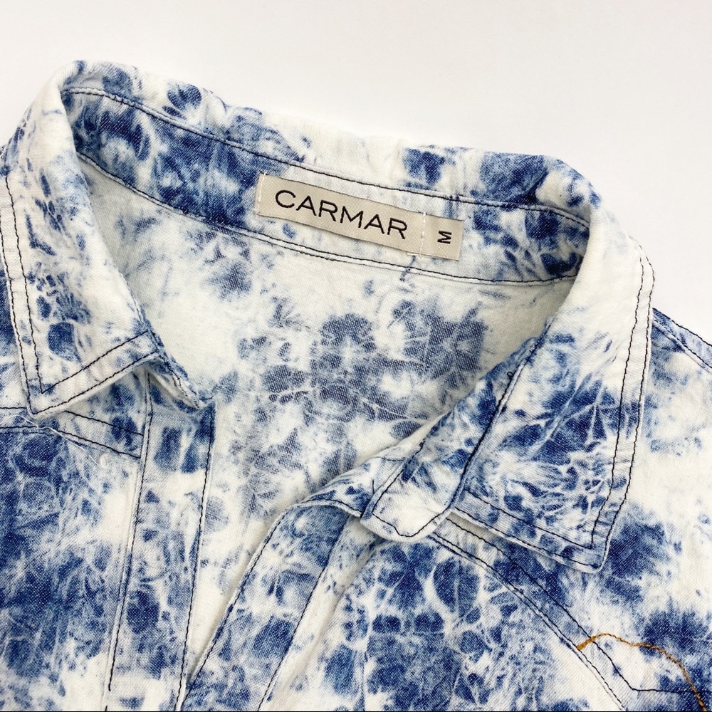 Carmar Bleached Chambray Pearl Snap Western Rodeo Top - Picture 7 of 10
